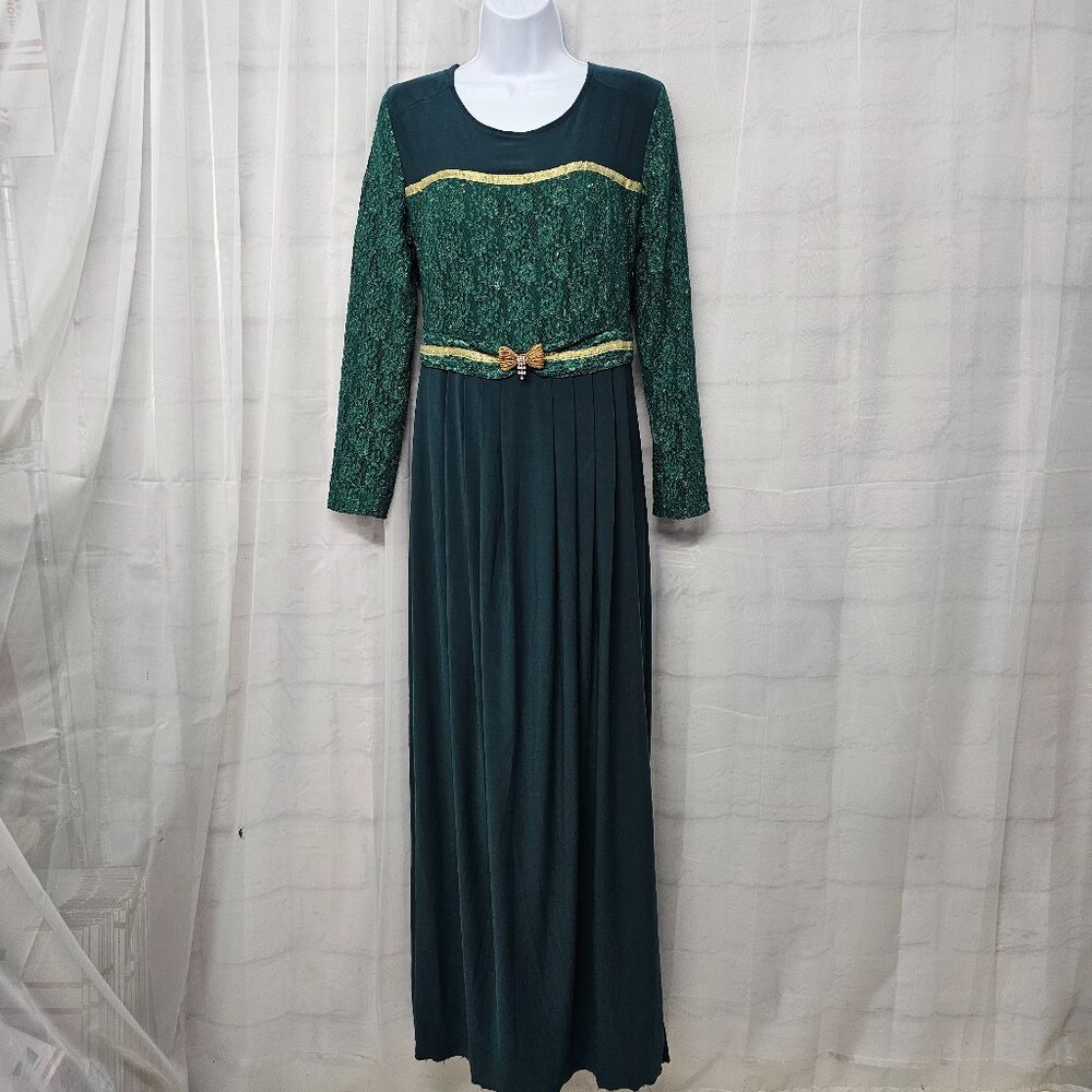 Juju & Sarisi Dress Green Maxi Lace Formal Retro 42 (8)